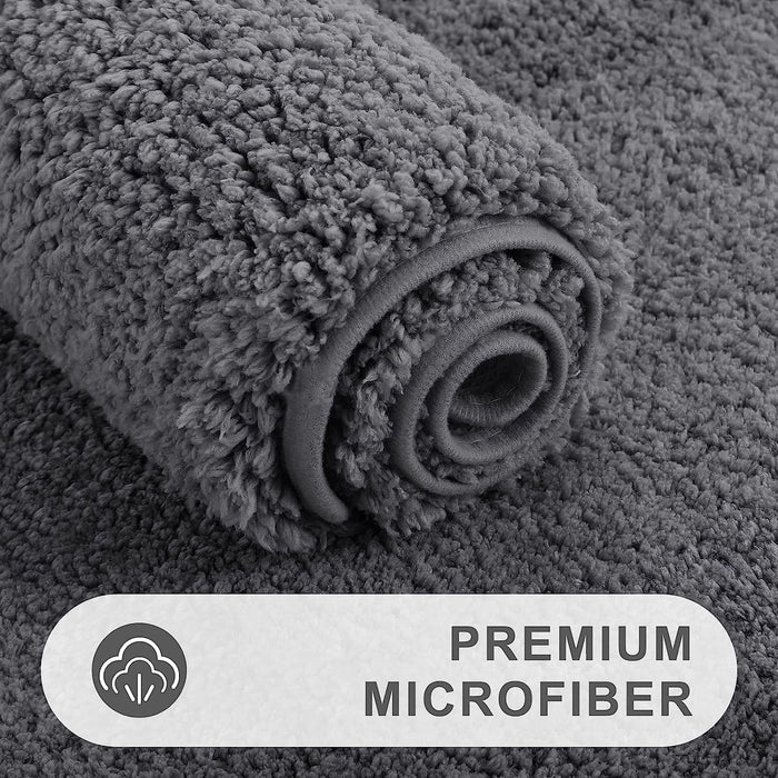 Microfiber Bathroom Rugs (17X24, Grey) Shaggy Soft and Absorbent, Non Slip, Thick Plush, Machine Washable Bath Mat and Bath Rugs for Bathroom