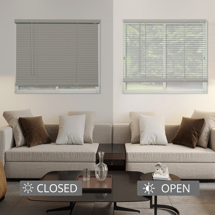 Cordless 1" Vinyl Mini Blinds Gloss Gray (Room Darkening) 16"W X 48"H