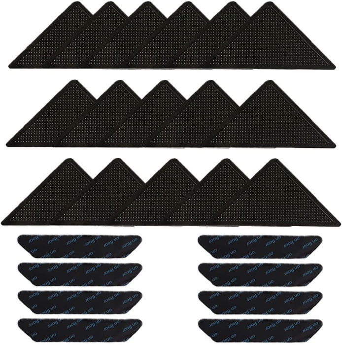 24 Pcs Rug Grippers Tapes, Non-Slip Stickers Reusable Washable Carpet Sticky Tapes Rug Pads for Tile Wood Hardwood Floors Area Rug Stoppers
