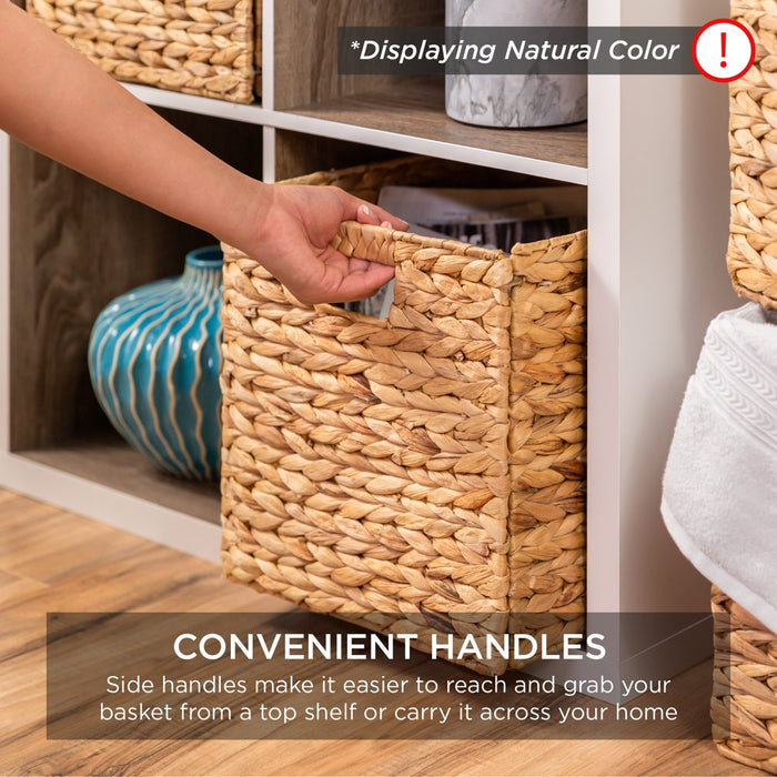 12X12In Hyacinth Baskets, Set of 5 Multipurpose Collapsible Organizers W/ Inserts - Espresso