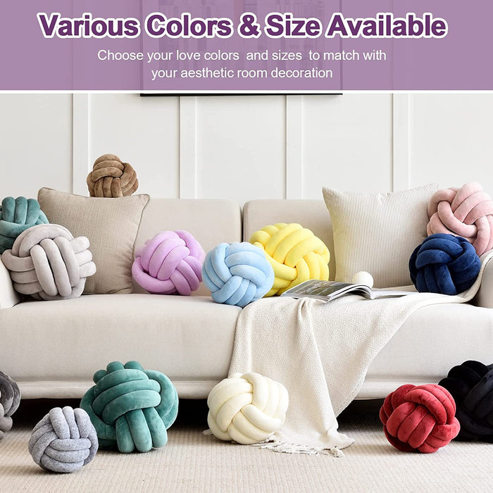 Knot Pillow Ball, Soft round Throw Pillow Cushion Home Decorative Ball Pillows, Handmade Plush Throw Knotted Pillow for Home Décor Children Play Knot Ball Toys (Small-7.87In, Lilac)