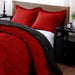 Lightweight Solid Comforter Set (King) with 2 Pillow Shams - 3-Piece Set - Red and Black - down Alternative Reversible Comforter