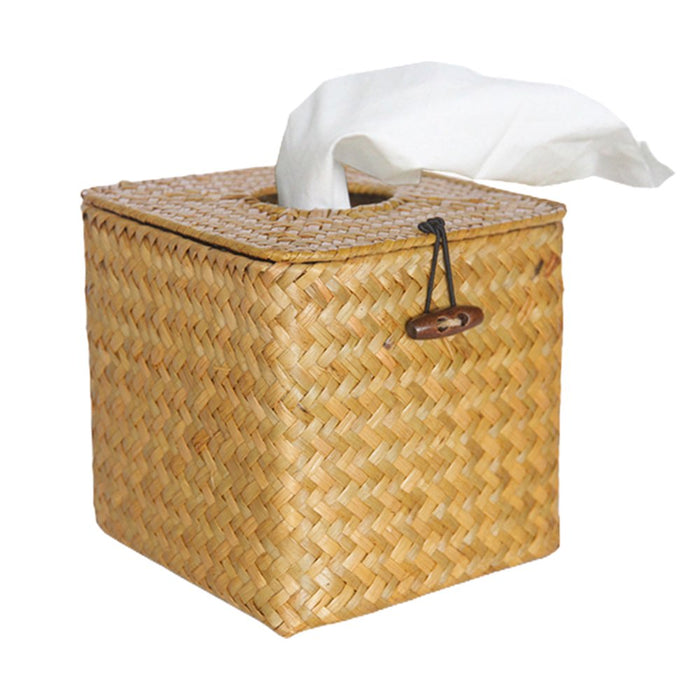 Straw Woven Tissue Box Cover, Vintage Wicker Tissue Box Cover Square, Home Toilet Paper Holder, or Napkin Dispenser