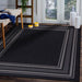 Indoor Bordered Area Rugs, Non Slip Rubber Backing Modern Living Room Area Rug, Black, 5'X7'