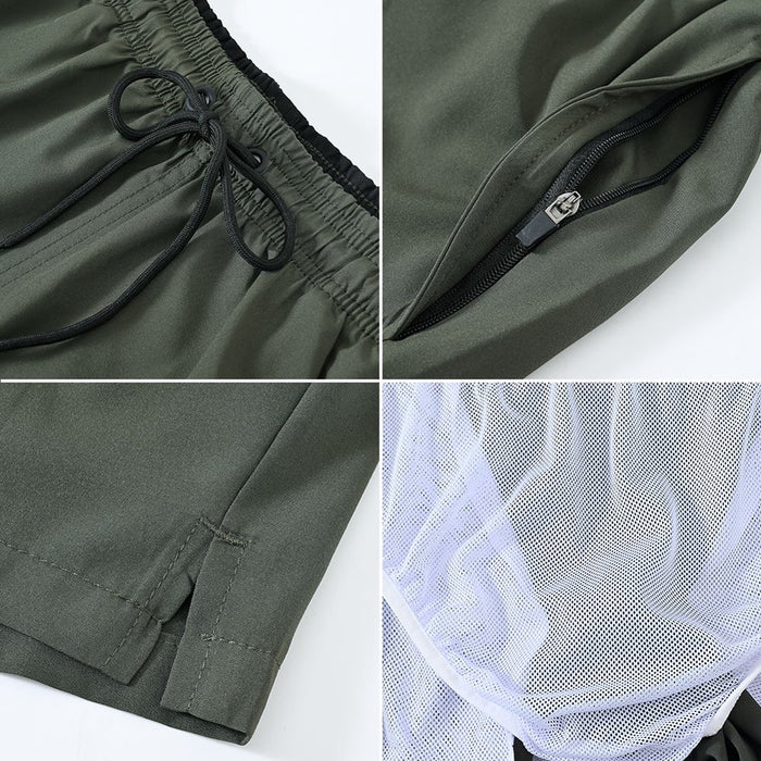 Mens 5 Inch Swim Trunks Stretch Quick Dry Swim Shorts with Zipper Pockets Armygreen 32