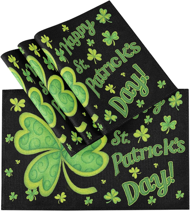 Pfrewn Winter Red Truck Dog Snow Placemats Set of 6 Table Mat Christmas Snowflake Place Mat Double-Sided Print 12" X 18" Dining Home Kitchen Xmas Table Decoration