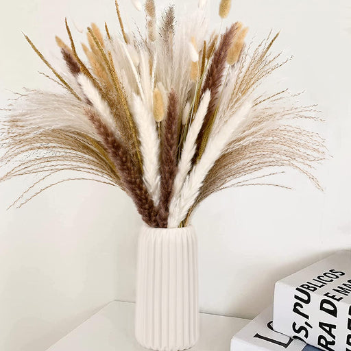 Natural Dried Pampas Grass 120PCS for Boho Home Decor Mixed Dried Flowers Bouquet for Wedding Party Decor Pompas Floral Arrangements, Farmhouse Rustic Decor
