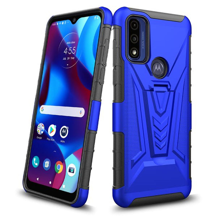 GW USA Case for Motorola Moto G Pure Case with Tempered Glass Screen Protector Hybrid Cover with Kickstand Phone Belt Clip Holster - Blue