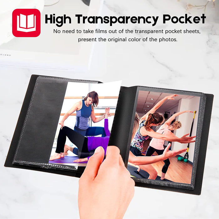 Small Photo Album 4X6 Photos Black Inner Page with Strong Elastic Band, Each Small Album Holds 64 Photos, 4X6 Mini Book Photo Pictures Album Birthday Christmas Photo Albums Wedding Anniversary (Black)