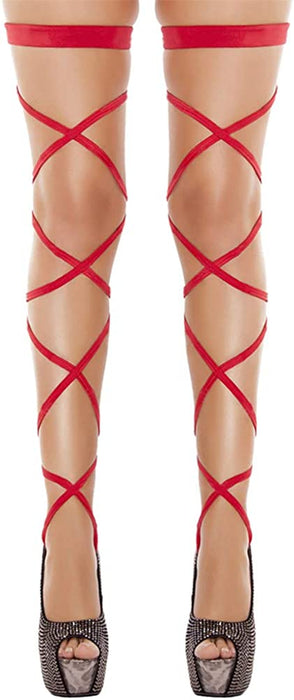Women Criss Cross Sparkle Glitter Rhinestone Crystal over Knee Thigh High Stockings