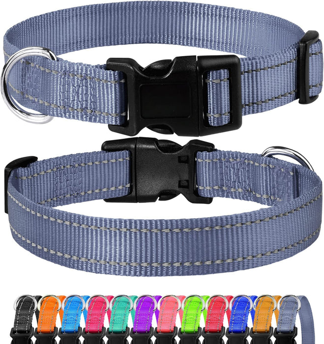 Reflective Dog Collar, Sturdy Nylon Collars for Large Girl and Boy Dogs, Adjustable Dog Collar with Quick Release Buckle, Red