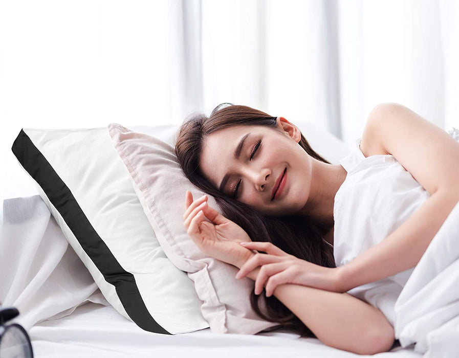 Bed Pillows for Sleeping Queen Size (Black), Set of 2, Cooling Hotel Quality, Gusseted Pillow for Back, Stomach or Side Sleepers