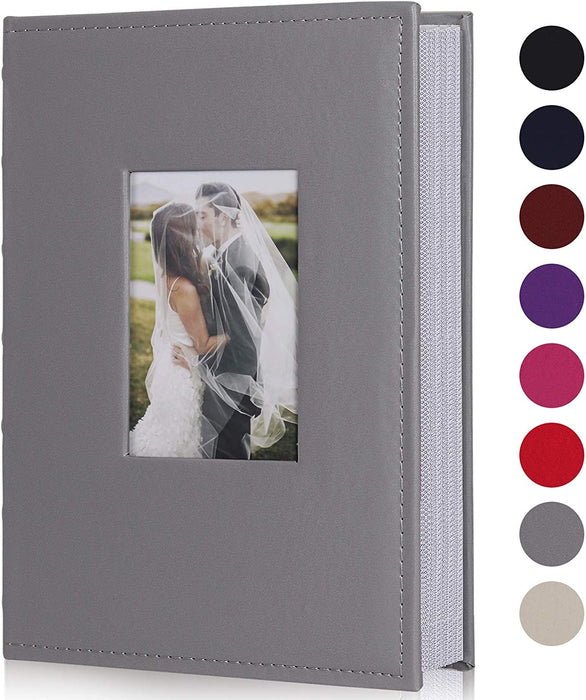 Photo Picture Album 4X6 300 Photos,Small Capacity Premium Leather Cover Wedding Family Photo Albums Holds 300 Horizontal Photos(Black)