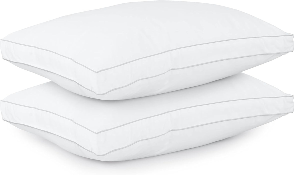 Bed Pillows for Sleeping Queen Size (White), Set of 2, Cooling Hotel Quality, Gusseted Pillow for Back, Stomach or Side Sleepers