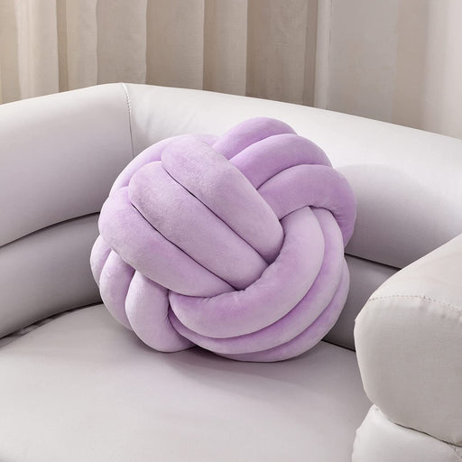 Knot Pillow Ball, Soft round Throw Pillow Cushion Home Decorative Ball Pillows, Handmade Plush Throw Knotted Pillow for Home Décor Children Play Knot Ball Toys (Small-7.87In, Lilac)
