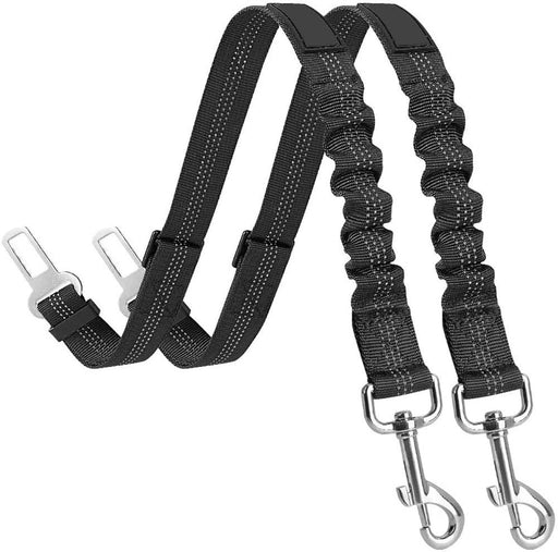 Dog Seatbelt Leash for Cars, 2-Packs Pet Safety Seat Belt Harness with Shock Absorbing Bungee and Reflective Threads for Car Dogs Restraint