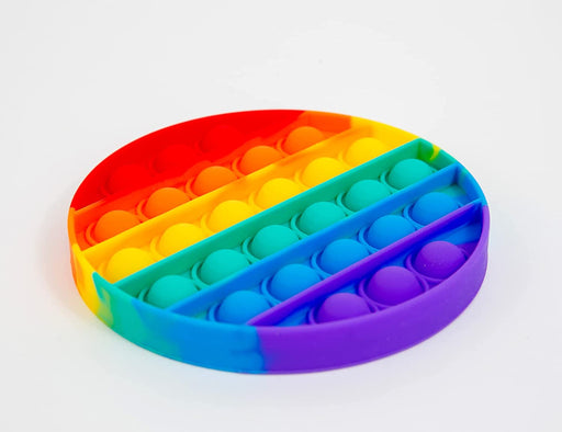 Fidget Toy Popits - Rainbow Color - Sensory Stress Relief for ADHD Anxiety Autism (Round + Square 2 Pack)