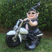 Homestyles "Biker Dude & Babe" the Biker Gnome in Leather Motorcycle Gear Riding Black and White Hogs Large Outdoor Garden Statue 12"H