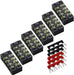 Terminal Block and Strip - 12Pcs (6 Sets) 4 Positions Dual Row 600V 25A Screw Terminal Strip Blocks with Cover + 400V 25A 4 Positions Pre-Insulated Terminals Barrier Strip Black & Red