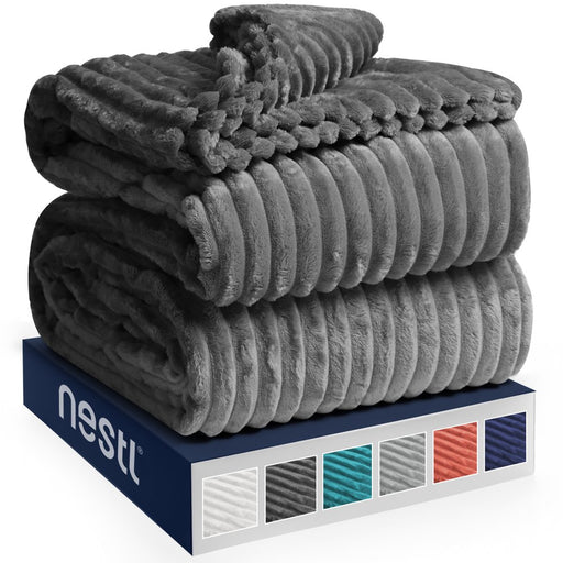 Cut Plush Fleece Throw Blanket - Super Soft Lightweight Fuzzy Luxury Bed Blanket for Sofa Couch Bed, Twin (66" X 90") Gray