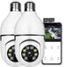 Security Wireless Camera Wifi 1080P Smart for Home Surveillance Screw into the E27 Socket Spotlight Alarm Color Night Vision Two-Way Talk Motion Alarm PTZ 360 Degree(2Packs with 64 SD Cards