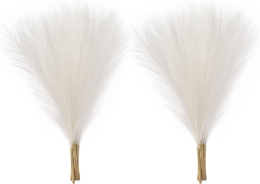 Faux Pampas Grass, Set of 10 Small 17” Stems White Artificial Pampas Grass Decor Fluffy Artificial Florals Minimalist Wedding Home Decor Grass