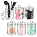 6 Pack Qtip Holder Dispenser Apothecary Jars Bathroom Accessories Set - Qtip Holder Storage Canister Clear Plastic Acrylic Jar for Cotton Ball, Cotton Swab, Q-Tips, Cotton Rounds