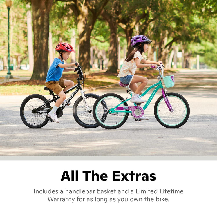 Koen & Elm Big Kids Bike, 20-Inch Wheels, Kickstand Included, Basket or Number Plate, Ages 7-13 Years Old, Rider Height 48-60-Inches