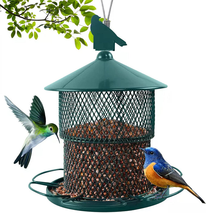 Bird Feeder for outside Hanging,Squirrel Proof Wild Bird Seed Feeders for Outdoor, Metal Large Bird Feeders Waterproof with 4 Lbs Seed Capacity for Cardinal, Sparrow,Finch,Chickadee Etc