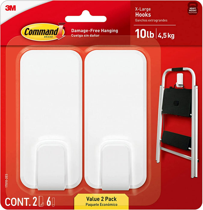 Command Large Refill Adhesive Strips, Damage Free Hanging Wall Adhesive Strips for Large Indoor Wall Hooks, No Tools Removable Adhesive Strips for Living Spaces, 20 White Command Strips