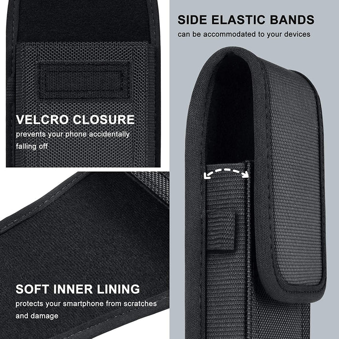 Cell Phone Pouch Nylon Belt Holster Case Compatible with Iphone 14 13 12 11 Pro Max, XS Max, Samsung Galaxy S21 FE S20+ S22 Ultra A12 A13 A53 A32 A52 A22 A42, X-Large