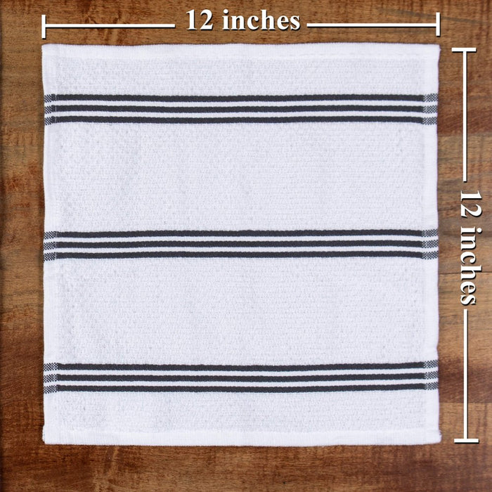 Sticky Toffee Cotton Terry Kitchen Dishcloth, Gray, 8 Piece, 12 in X 12 In