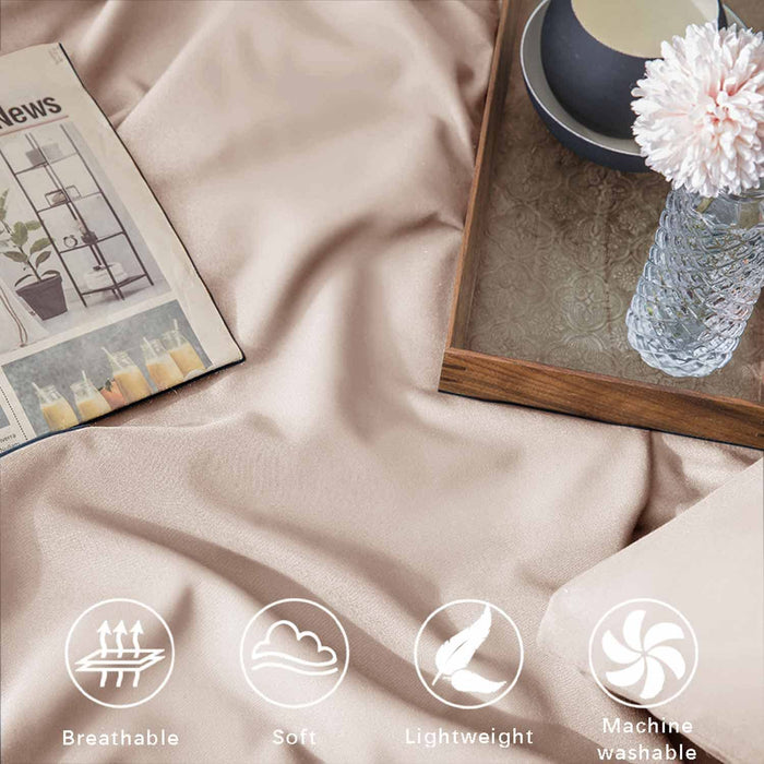 Beige Bedding Comforter Set Queen Size, 7 Piece Boho Microfiber Bed in a Bag - Soft & Lightweight All Season Farmhouse down Alternative Comforter with Sheets for Women Men, Solid Light Khaki