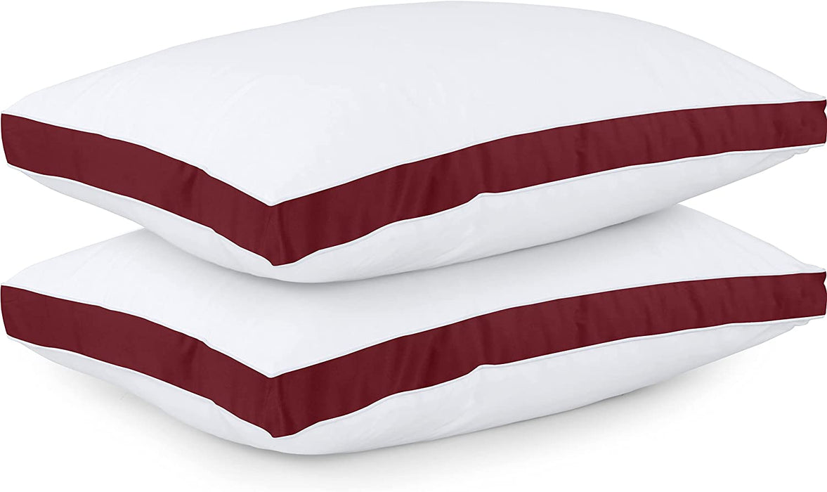 Bed Pillows for Sleeping Queen Size (Burgundy), Set of 2, Cooling Hotel Quality, Gusseted Pillow for Back, Stomach or Side Sleepers
