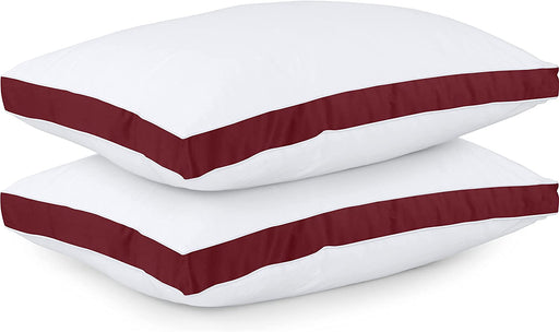 Bed Pillows for Sleeping Queen Size (Burgundy), Set of 2, Cooling Hotel Quality, Gusseted Pillow for Back, Stomach or Side Sleepers
