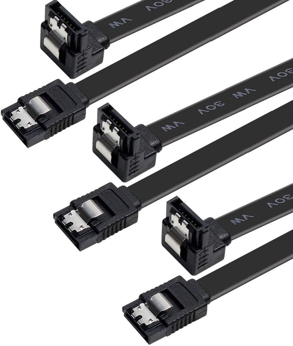 SATA Cable III, 3 Pack SATA Cable III 6Gbps Straight HDD SDD Data Cable with Locking Latch 18 Inch Compatible for SATA HDD, SSD, CD Driver, CD Writer - Black