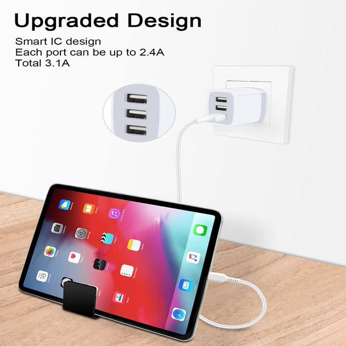 Wall Charger,Usb Charger Adapter,3.1A/3Pack Muti Port Fast Charging Station Power Base Charger Block Plug for Iphone Wall Charger