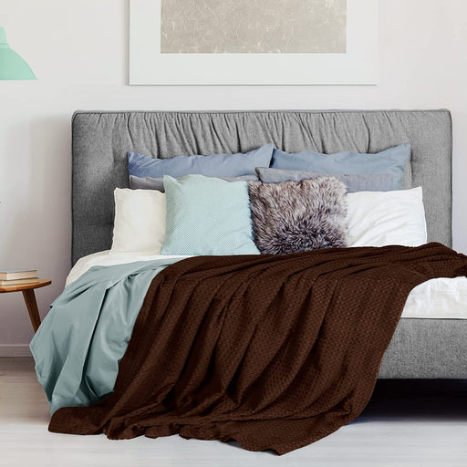 Cotton Waffle Blanket 300 GSM (Brown - 90X108 Inches) Soft Lightweight Breathable Bed Blanket King Size Layering Any Bed for All Season