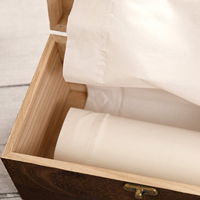 Square Bamboo Wood Facial Tissue Paper Box Cover Holder for Bathroom Vanity Counter Tops, Bedroom Dressers, Night Stands, Home Office Desks, Tables - Espresso Brown