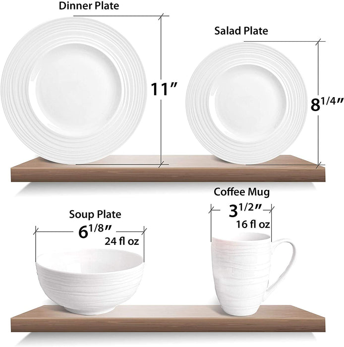 Infinity Bone China Dinnerware Set 16Pcs, round Plates (Soup Bowls, Dinner Plates, Salad Plates), Dinnerware Sets, Dinner Plates, Plates and Bowls Sets (Infinity)