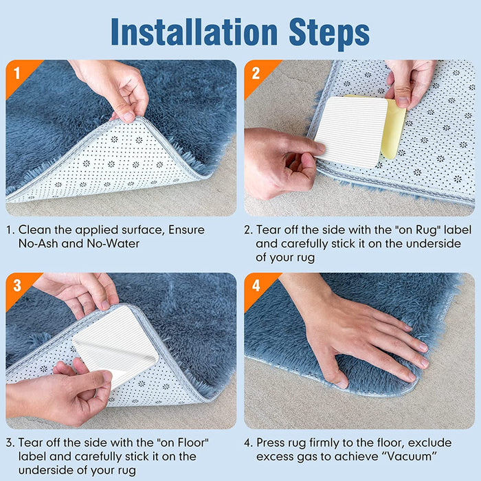 Rug Pad Gripper, 4 PCS Non-Slip Grippers for Area Rug, Washable anti Curl Rug Tape, Reusable Rug Pads Grippers for Hardwood Floors and Tiles, Keep Your Rug in Place and Grips Carpet Corners