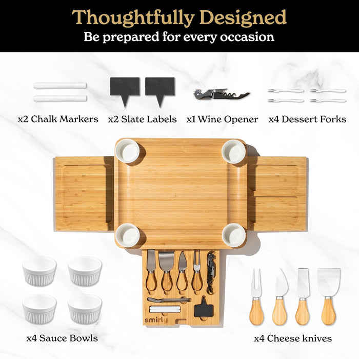 Charcuterie Boards Gift Set: Large Charcuterie Board Set, Bamboo Cheese Board Set - Unique Christmas Gifts for Women - House Warming Gifts New Home, Wedding Gifts for Couple, Bridal Shower Gift