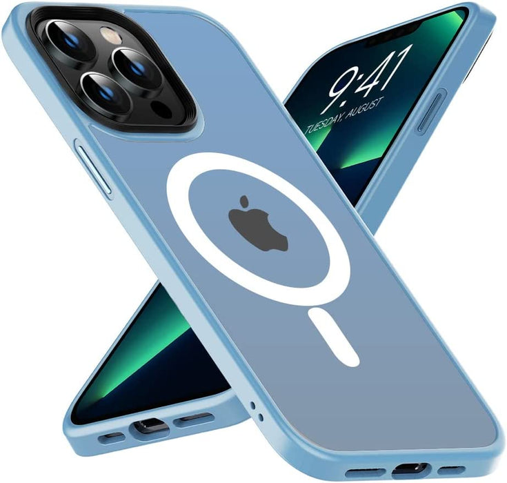 Magnetic Case for Iphone 14 Pro Max Case [Mil-Grade Drop Tested & Compatible with Magsafe] Translucent Matte Back with Aluminum Alloy Keys, Anti-Fingerprint Anti-Scratch 6.7 Inch, Black