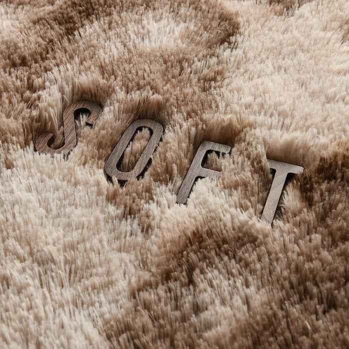 5X8 Large Area Rugs for Living Room, Super Soft Fluffy Modern Bedroom Rug, Tie-Dyed Brown Indoor Shag Fuzzy Carpets for Girls Kids Nursery Room Home Decor