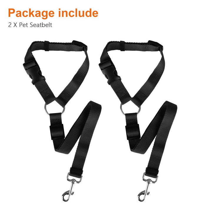 2Pcs Adjustable Dog Seat Belt Pet,  Dog Cat Car Seatbelt Safety Tether Adjustable Harness Belts Pet Leash - Heavy Duty Nylon Seatbelts - Universal Fit Cars Truck SUV