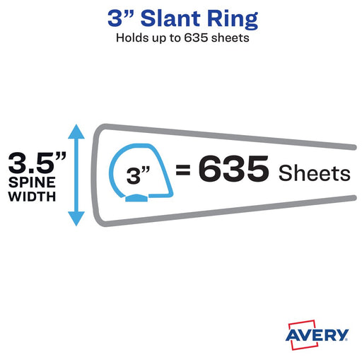 Avery Heavy Duty View Binder, Black, 3-Inch, Slant Ring, One-Touch, 635 Sheets