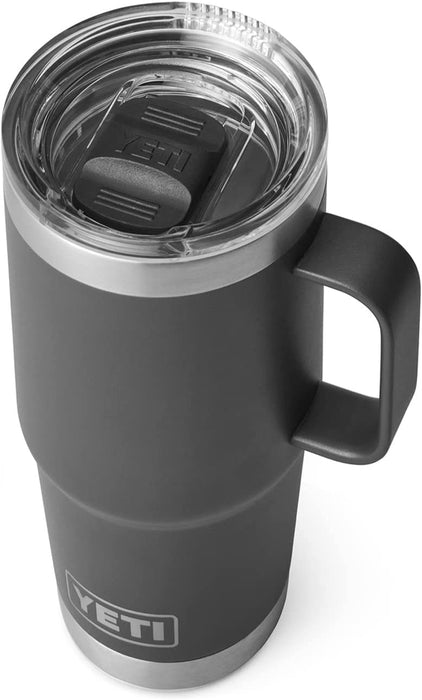 Rambler 20 Oz Travel Mug, Stainless Steel, Vacuum Insulated with Stronghold Lid, Black
