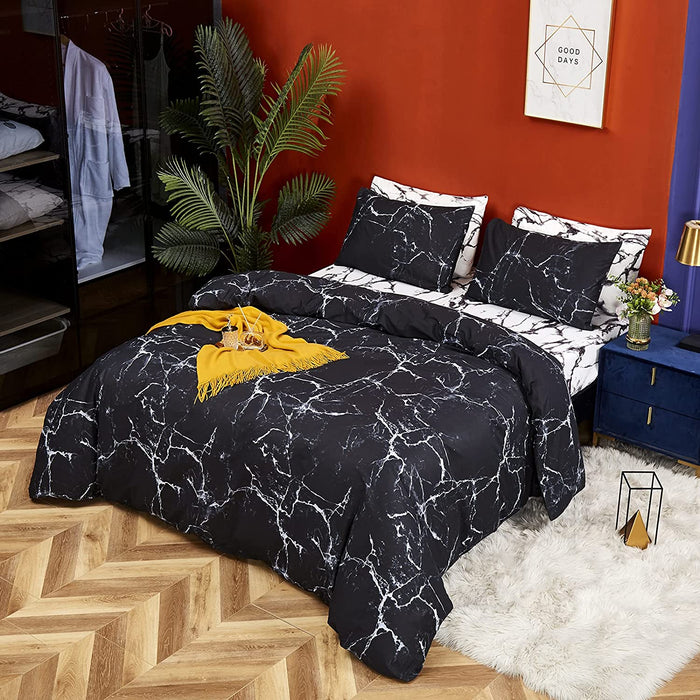 Black White Comforter Set Full Black Marble Bedding Comforter Sets Full Men Boys Women Comforter Black Comforter Sets 3Pcs Black Comforter Sets Full Size