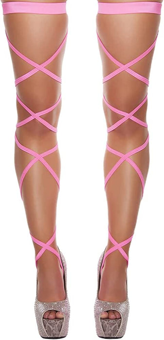 Women Criss Cross Sparkle Glitter Rhinestone Crystal over Knee Thigh High Stockings