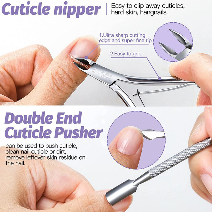 Nail Files and Buffers,  Nail Cuticle Remover Kit with Nail File, Nail Buffer, Nail Buffer Block, Cuticle Nipper, Cuticle Pusher, Cuticle Peeler. Nail Cuticle Oil Lavender for Nail Care